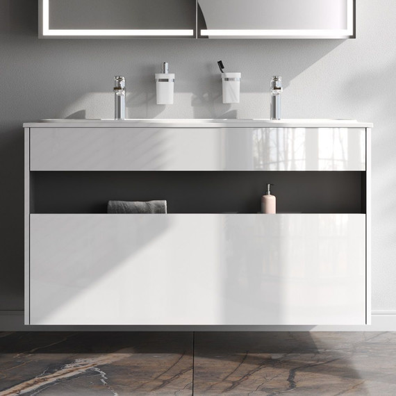 Тумба подвесная с раковиной Am.Pm Func 120 см M8FFUX1201WG, белый глянцевый, Цвет фасада: белый фото 10