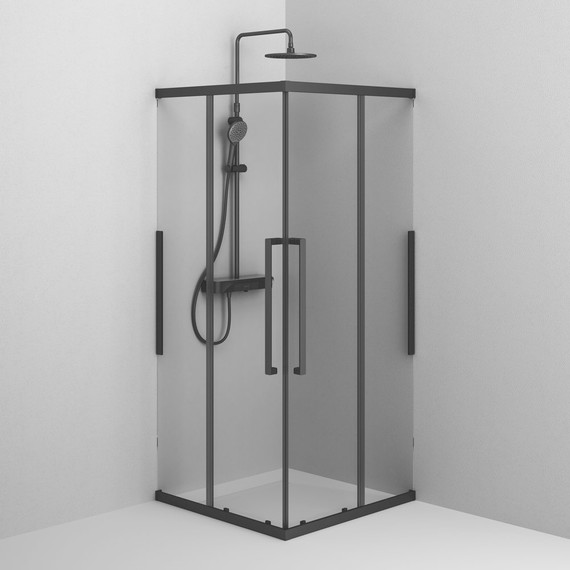 Душевое ограждение Am.Pm Func 90x90 см W84G-403-9090-BТ, черный/прозрачное фото 2