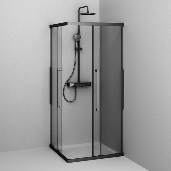 Душевое ограждение Am.Pm Func 90x90 см W84G-403-9090-BТ, черный/прозрачное фото 5