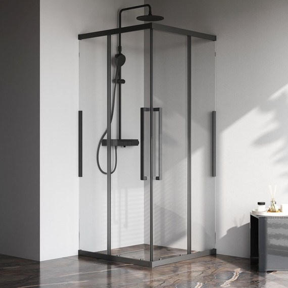 Душевое ограждение Am.Pm Func 90x90 см W84G-403-9090-BТ, черный/прозрачное фото 4