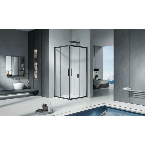 Душевое ограждение Bas Cofe CR-100-C-B 100x100 см, чёрный/прозрачное - 2 Душевое ограждение Bas Cofe CR-100-C-B 100x100 см, чёрный/прозрачное фото 2