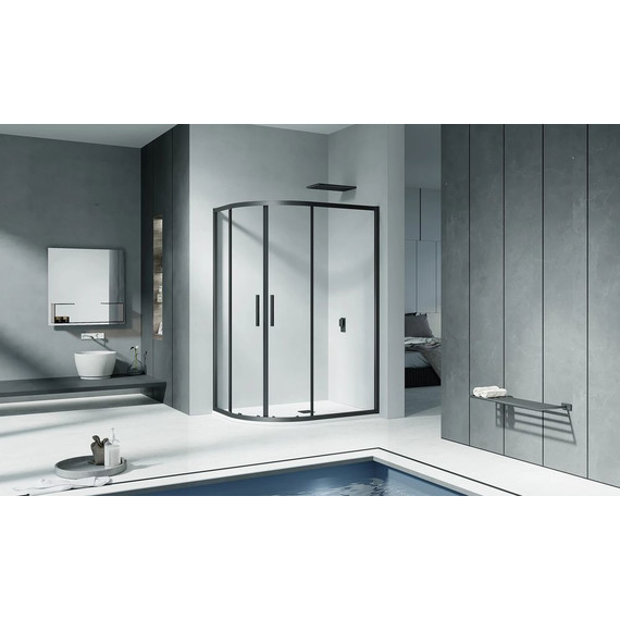 Душевое ограждение Bas Cofe R-120-C-B 120x80 см, чёрный/прозрачное - 2 Душевое ограждение Bas Cofe R-120-C-B 120x80 см, чёрный/прозрачное фото 2