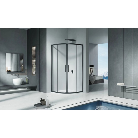 Душевое ограждение Bas Cofe R-100-C-CH 100x100 см, чёрный/прозрачное - 2 Душевое ограждение Bas Cofe R-100-C-CH 100x100 см, чёрный/прозрачное фото 2