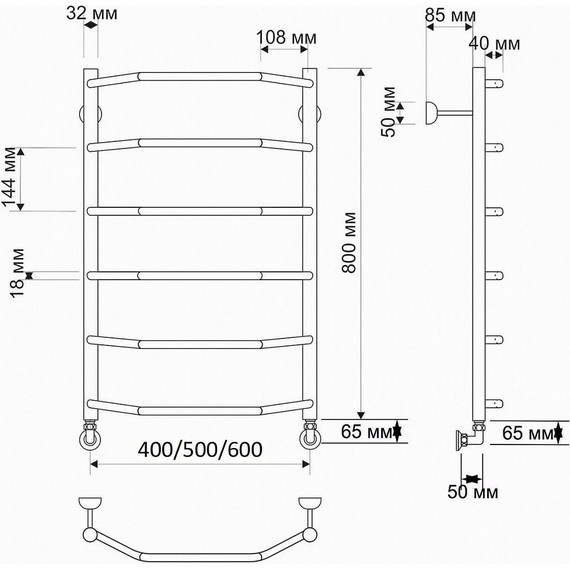 Полотенцесушитель водяной Secado Агата 1 П6 500x800 мм, бронза фото 3
