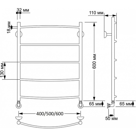 Полотенцесушитель водяной Secado Милан 1 П5 500x600 мм, бронза фото 3