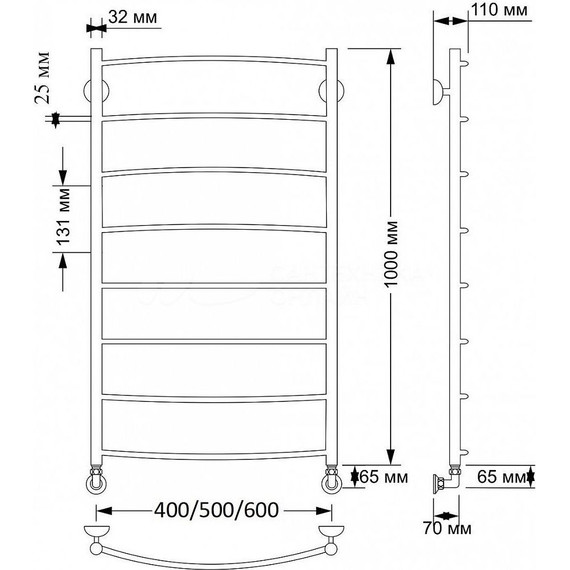 Полотенцесушитель водяной Secado Милан 1 плюс П8 500x1000 мм, бронза фото 3