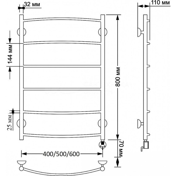 Полотенцесушитель электрический Secado Милан 1 плюс П6 500x800 мм (возможность скрытого подключения) бронза - 4 Полотенцесушитель электрический Secado Милан 1 плюс П6 500x800 мм (возможность скрытого подключения) бронза фото 4