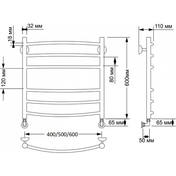 Полотенцесушитель водяной Secado Милан 3 П6 500x600 мм, бронза фото 3