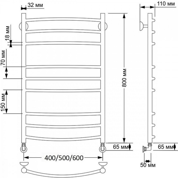 Полотенцесушитель водяной Secado Милан 3 П9 500x800 мм, бронза фото 3