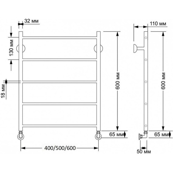 Полотенцесушитель водяной Secado Триада 1 П5 500x600 мм, бронза фото 3