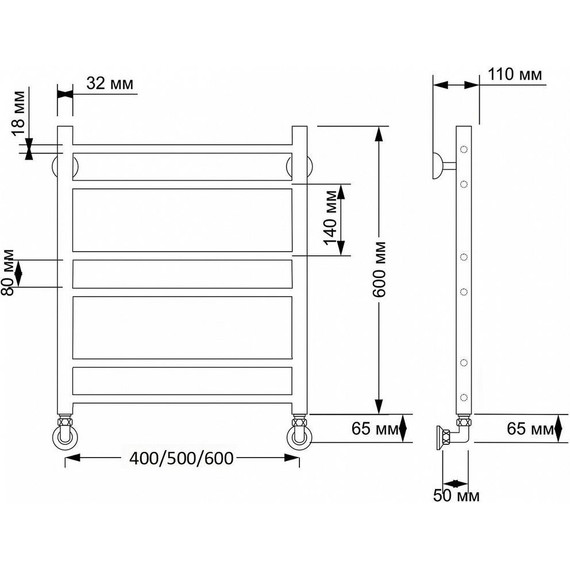Полотенцесушитель водяной Secado Триада 2 П6 500x600 мм, бронза фото 3