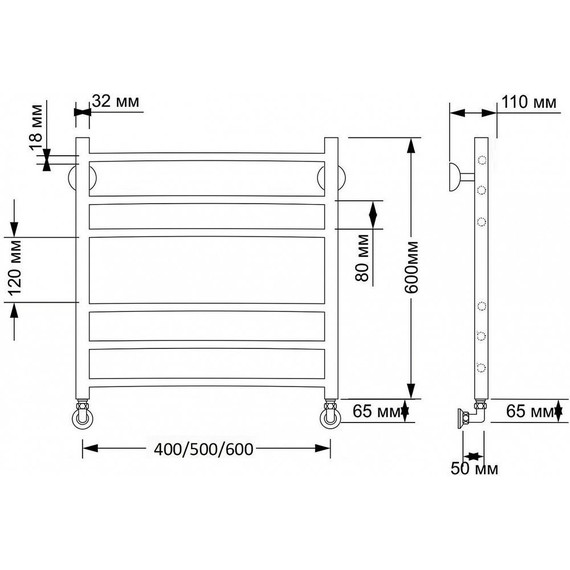 Полотенцесушитель водяной Secado Триада 3 П6 500x600 мм, бронза фото 3