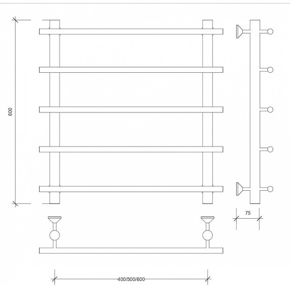 Полотенцесушитель водяной Secado Турин 1 П5 500x600 мм, бронза фото 3