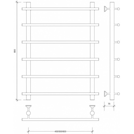 Полотенцесушитель водяной Secado Турин 1 П6 500x800 мм, бронза фото 3