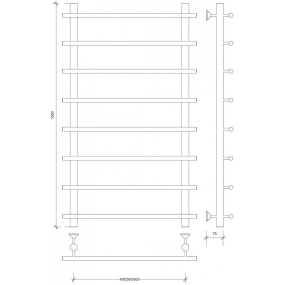 Полотенцесушитель водяной Secado Турин 1 П8 500x1000 мм, бронза фото 3