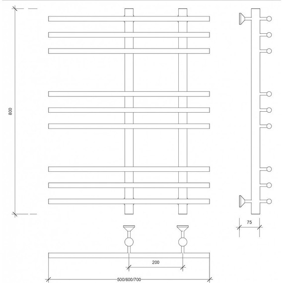 Полотенцесушитель водяной Secado Турин 3 П9 200x800 мм, бронза фото 3