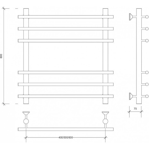 Полотенцесушитель водяной Secado Турин плюс П6 500x600 мм, бронза фото 3