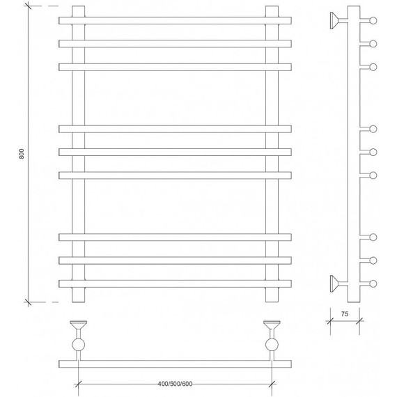 Полотенцесушитель водяной Secado Турин плюс П9 500x800 мм, бронза фото 3