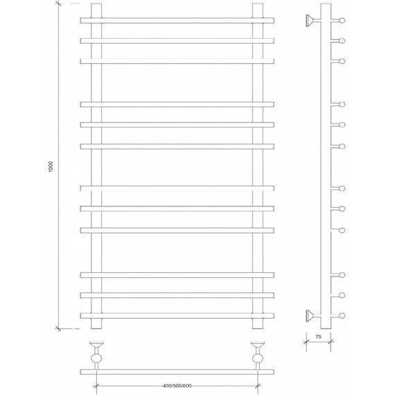 Полотенцесушитель водяной Secado Турин плюс П12 500x1000 мм, бронза фото 3