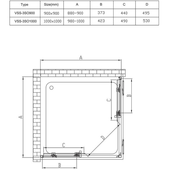 Душевое ограждение Vincea Soft 90x90 см VSS-3SO900CLB, черный/прозрачное фото 3