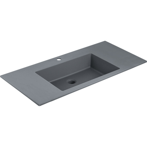 Тумба подвесная с раковиной Vincea Chiara 2D 100 см VMC-2C2100GS (раковина VCB-13100G), cерый камень фото 2