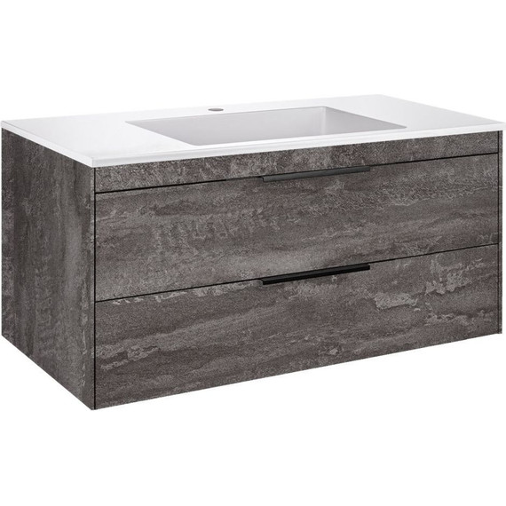 Тумба подвесная с раковиной Vincea Chiara 2D 100 см VMC-2C2100GS (раковина VCB-13100W), cерый камень фото 2