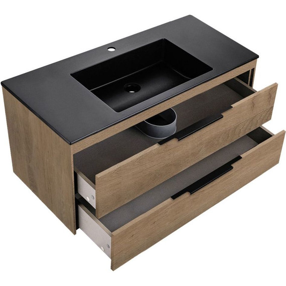 Тумба подвесная с раковиной Vincea Chiara 2D 100 см VMC-2C2100NO (раковина VCB-13100B), натуральный дуб - 3 Тумба подвесная с раковиной Vincea Chiara 2D 100 см VMC-2C2100NO (раковина VCB-13100B), натуральный дуб фото 3