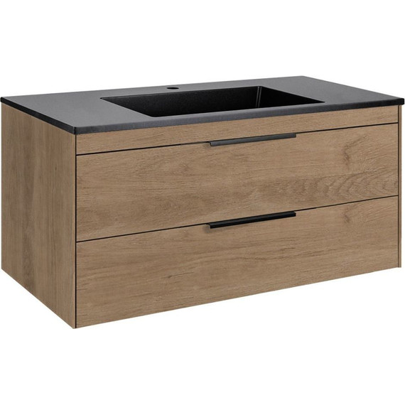 Тумба подвесная с раковиной Vincea Chiara 2D 100 см VMC-2C2100NO (раковина VCB-13100B), натуральный дуб - 2 Тумба подвесная с раковиной Vincea Chiara 2D 100 см VMC-2C2100NO (раковина VCB-13100B), натуральный дуб фото 2