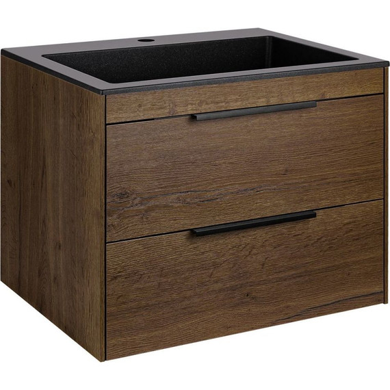 Тумба подвесная с раковиной Vincea Chiara 2D 60 см VMC-2C2600TO (раковина VCB-13600B), дуб табак фото 2