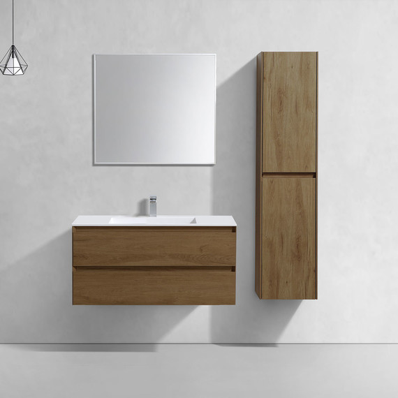 Тумба подвесная с раковиной Vincea Luka 100 см VMC-2L100TO (раковина VCB-13100W), дуб табак фото 2