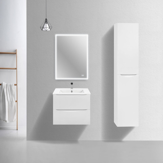 Тумба подвесная с раковиной Vincea Mia Slim 60 см VMC-2MC600S1GW, белый глянец фото 2