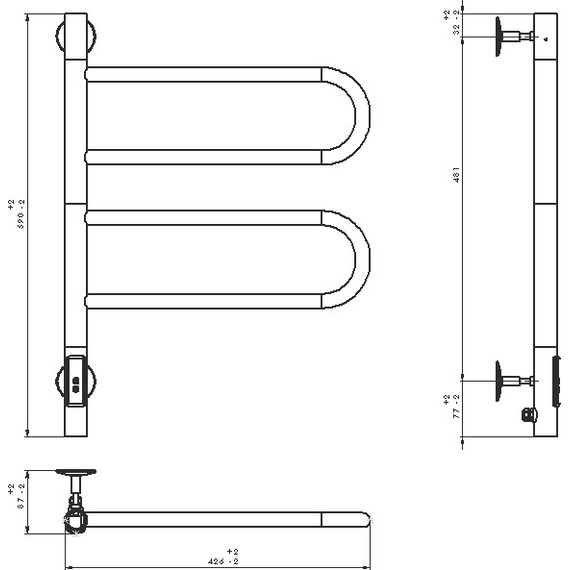 Полотенцесушитель электрический Vincea 590x426 мм VTD-1R1CE, хром фото 5