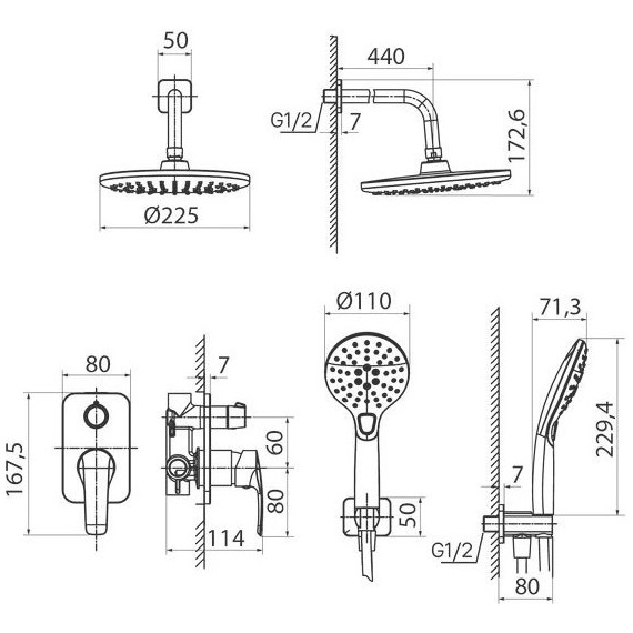 Душевая система для душа Iddis Ray RAYBL02i67, черный матовый - 7 Душевая система для душа Iddis Ray RAYBL02i67, черный матовый фото 7