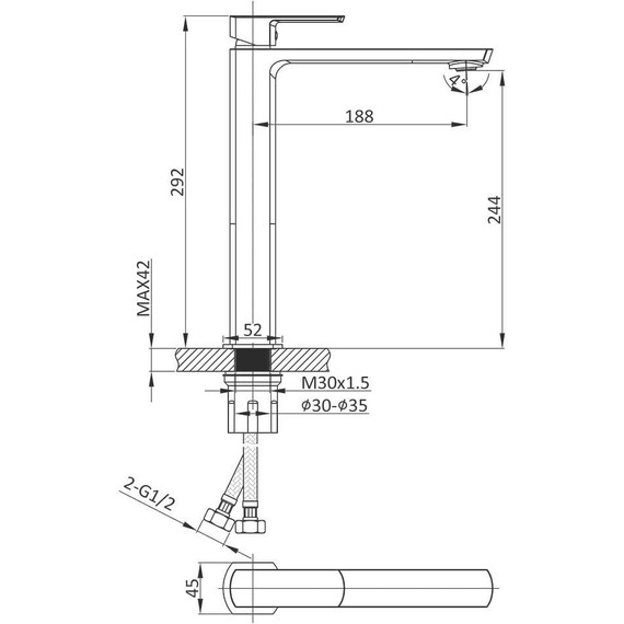 Смеситель для раковины высокий Vincea Next VBF-1N2GM, вороненая сталь - 3 Смеситель для раковины высокий Vincea Next VBF-1N2GM, вороненая сталь фото 3