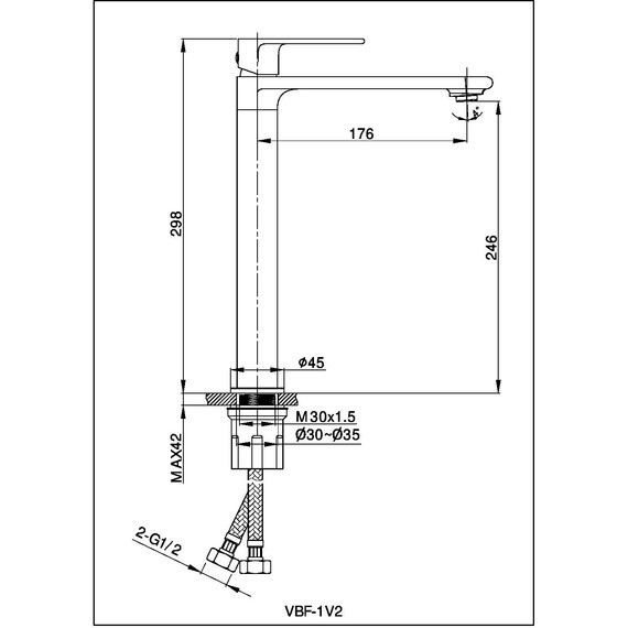 Смеситель для раковины высокий Vincea Vogue VBF-1V2CH фото 3