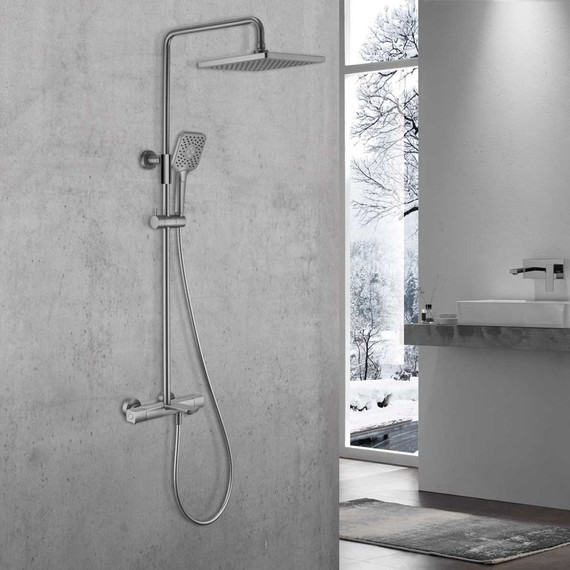 Душевая стойка с термостатом Vincea Next VSFS-1N1TGM, вороненая сталь фото 2