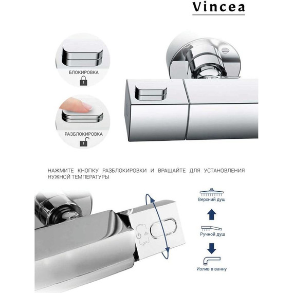 Душевая стойка с термостатом Vincea Next VSFS-1N1TGM, вороненая сталь фото 4