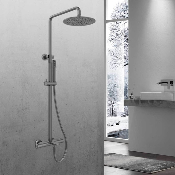 Душевая стойка с термостатом Vincea Vogue VSFS-1V1TGM, вороненая сталь фото 2