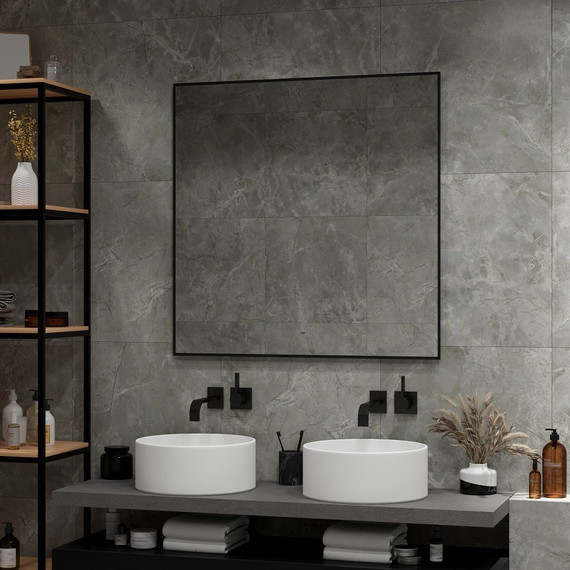 Зеркало Art&Max Sorrento 100 см AM-Sor-1000-1000-DS-F, чёрный фото 4