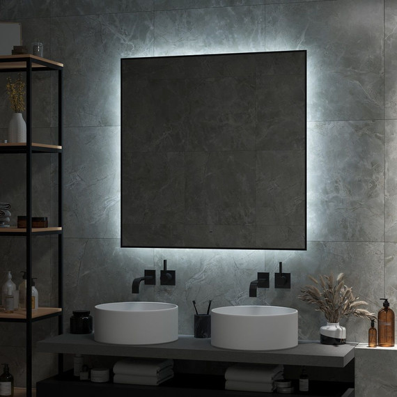 Зеркало Art&Max Sorrento 100 см AM-Sor-1000-1000-DS-F, чёрный фото 5