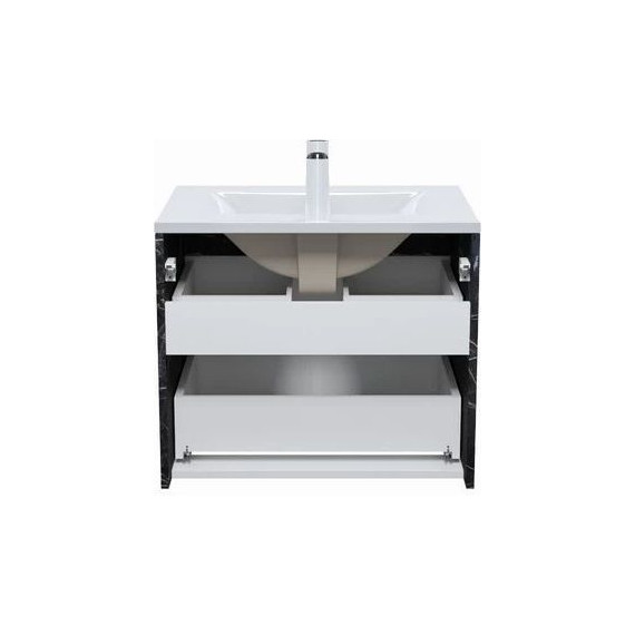 Тумба подвесная с раковиной Iddis Cloud 60 см CLO60B0i95K, черный мрамор/белый матовый фото 3