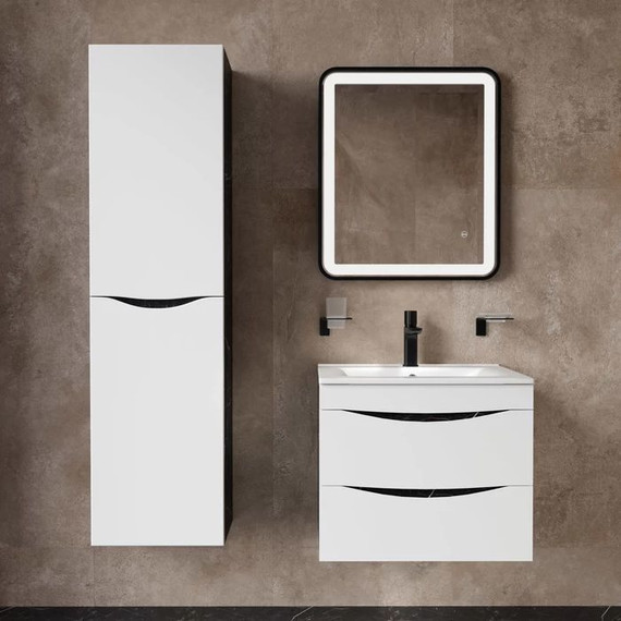 Тумба подвесная с раковиной Iddis Cloud 60 см CLO60B0i95K, черный мрамор/белый матовый фото 5