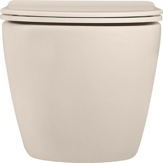 Унитаз подвесной безободковый Abber Bequem AC1101MBE с крышкой микролифт, бежевый матовый, Цвет производителя: бежевый фото 6