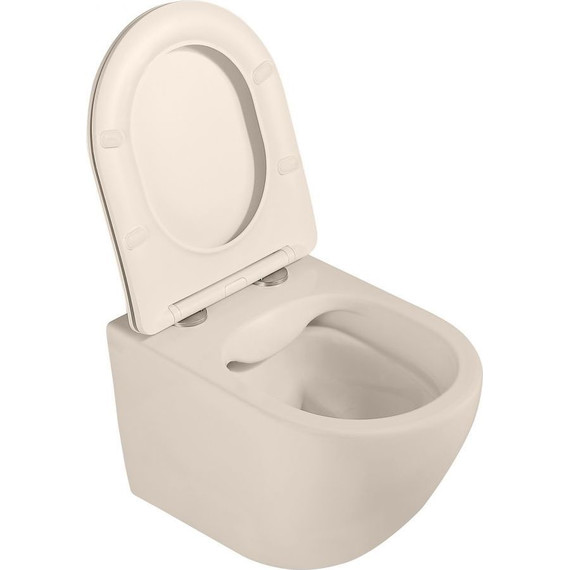 Унитаз подвесной безободковый Abber Bequem AC1101MBE с крышкой микролифт, бежевый матовый, Цвет производителя: бежевый фото 7