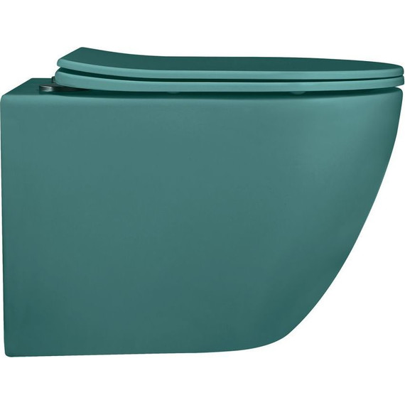 Унитаз подвесной безободковый Abber Bequem AC1101MBG с крышкой микролифт, зеленый матовый, Цвет производителя: зелёный фото 5