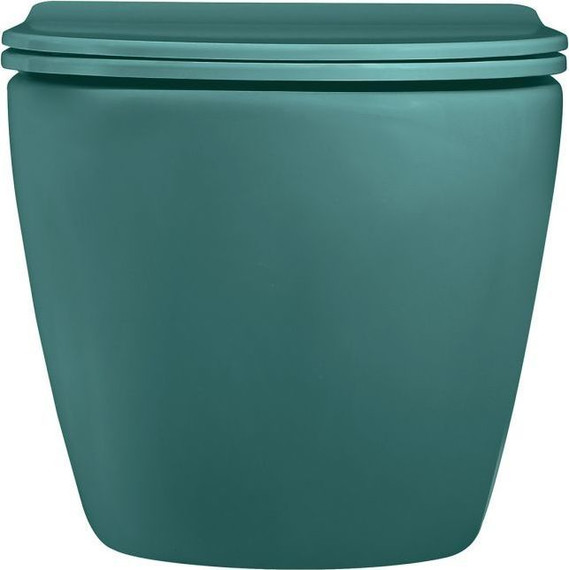 Унитаз подвесной безободковый Abber Bequem AC1101MBG с крышкой микролифт, зеленый матовый, Цвет производителя: зелёный фото 6