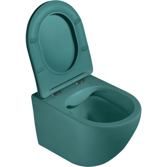 Унитаз подвесной безободковый Abber Bequem AC1101MBG с крышкой микролифт, зеленый матовый, Цвет производителя: зелёный фото 7