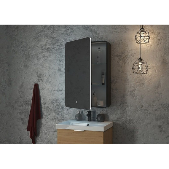 Зеркало-шкаф Art&Max Lecce 57 см AM-Lec-560-850-1D-L-DS-F-Nero L, Nero matt фото 8