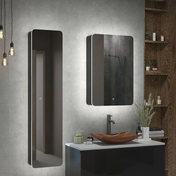 Зеркало-шкаф Art&Max Lecce 57 см AM-Lec-560-850-1D-R-DS-F-Nero R, Nero matt фото 10