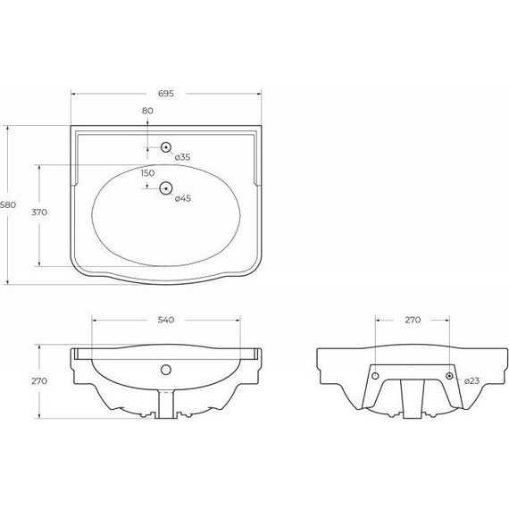 Раковина с пьедесталом BelBagno Boheme 69 см BB115L - 4 Раковина с пьедесталом BelBagno Boheme 69 см BB115L фото 4